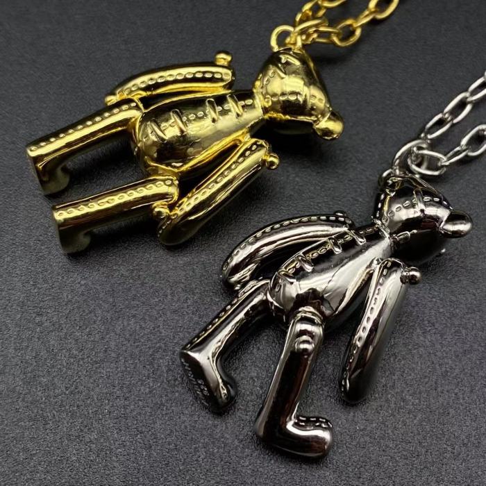 Sterling silver 925 gold-plated bear necklace