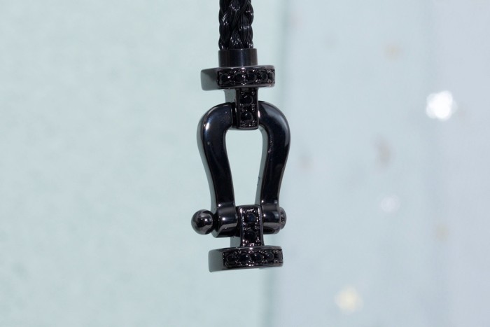 Large logo black nylon rope bracelet