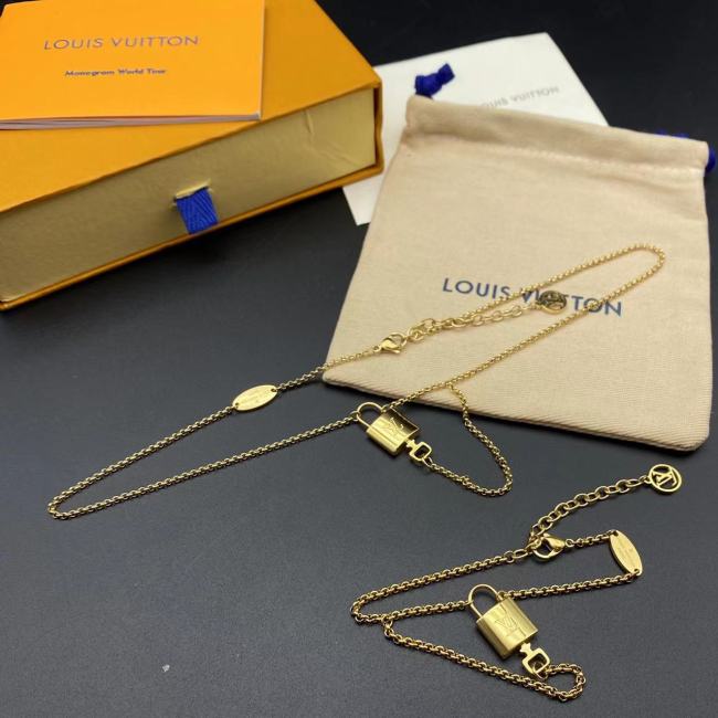 Gold lock cylinder Necklace Bracelet