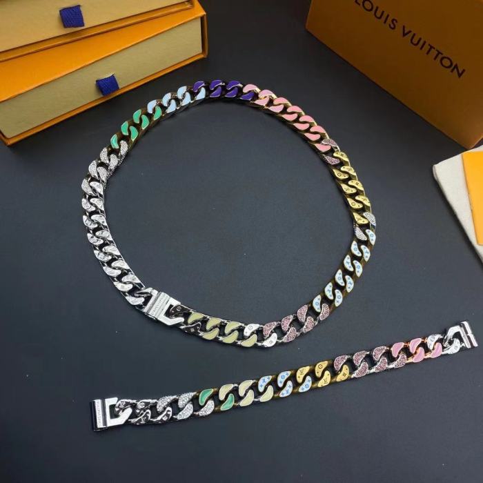 LV彩色钻石手链项链合集