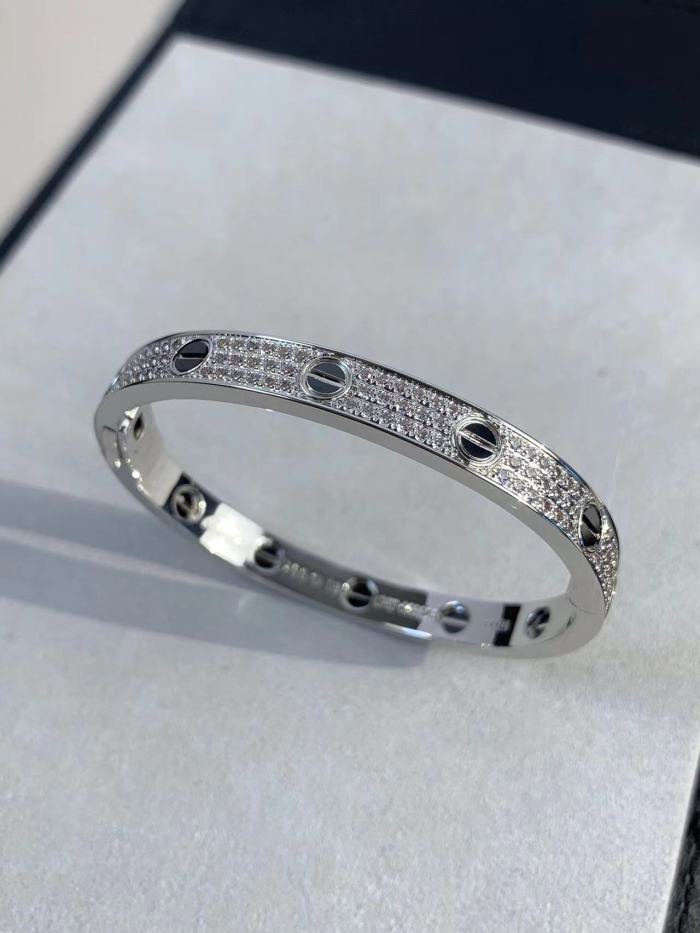 Three rows of diamond bracelets