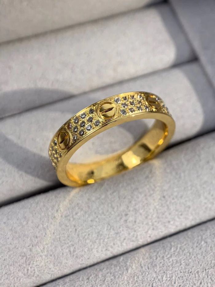4mm Tri Color V gold three row full diamond ring