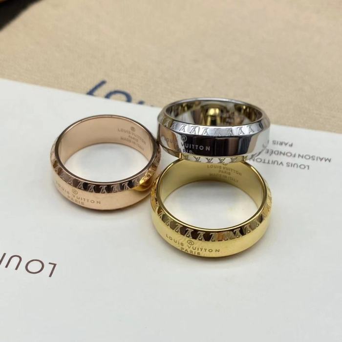 Side embossed logo letter ring