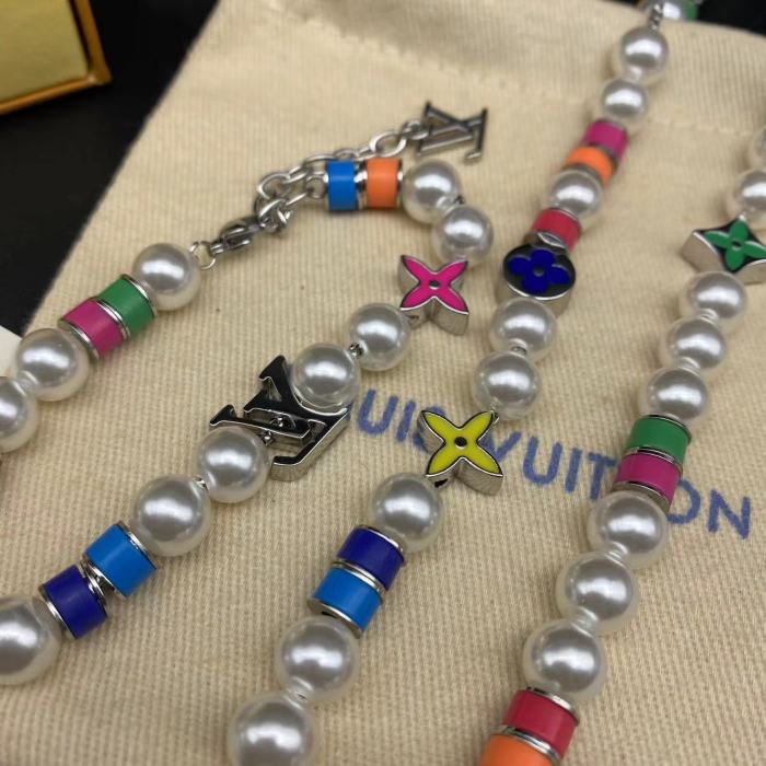 Colored Pearl Bracelet Necklace