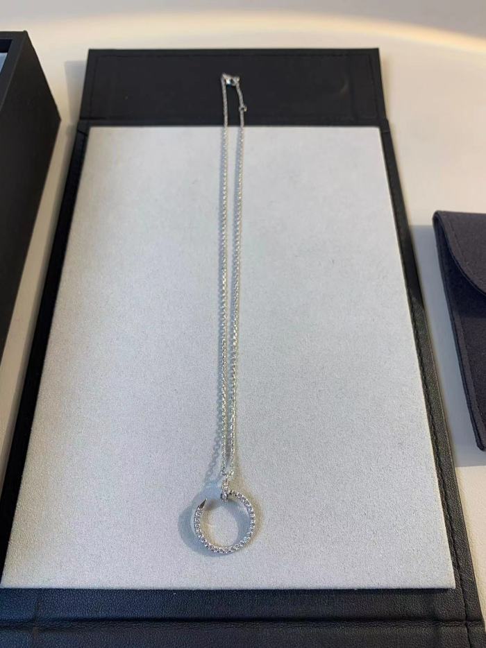 Small full diamond nail necklace