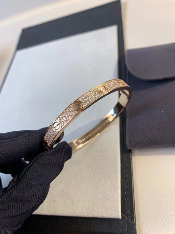 Three color three row full diamond bracelet