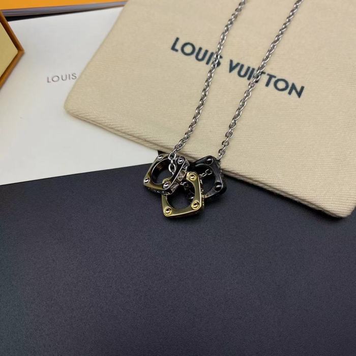 Three in one pendant logo embossed necklace