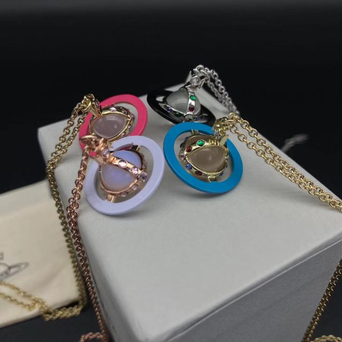 Four color Saturn necklace