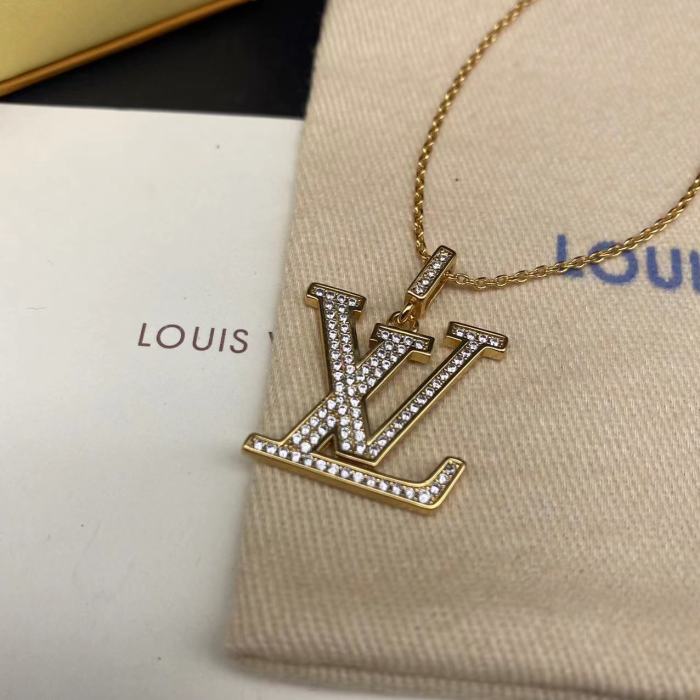 Diamond logo long necklace