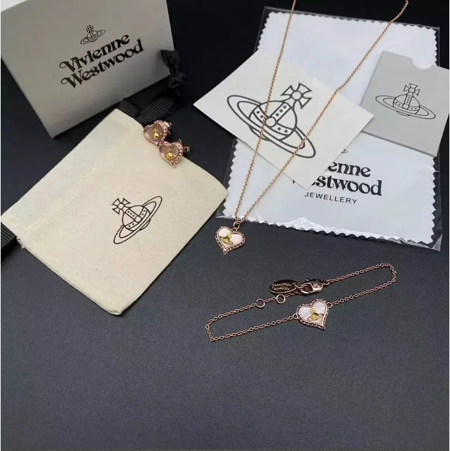 Pink shell love necklace/bracelet/stud earrings