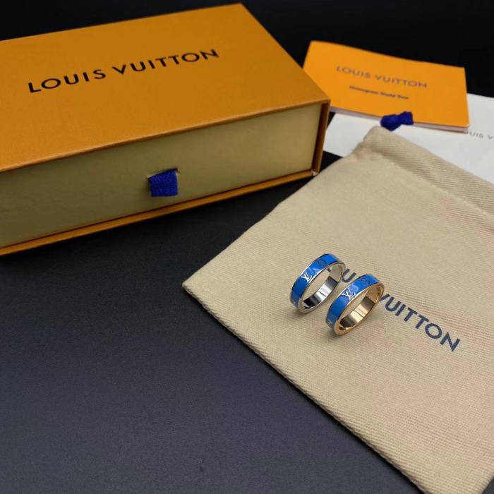 Colorful steel V gold ring