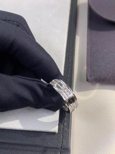6.5mm silver V gold three row diamond ring