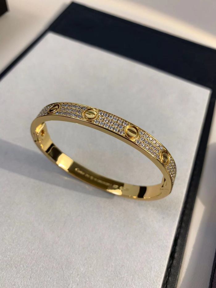 Three color three row full diamond bracelet