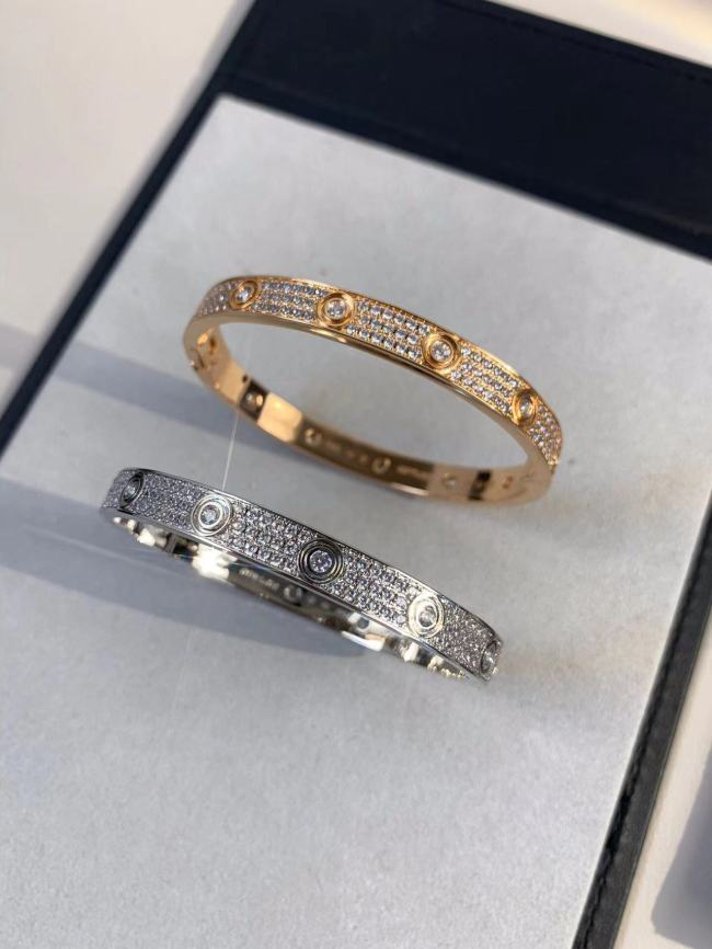 V gold three row diamond full diamond two-color Bracelet