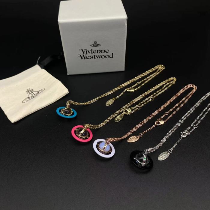 Four color Saturn necklace