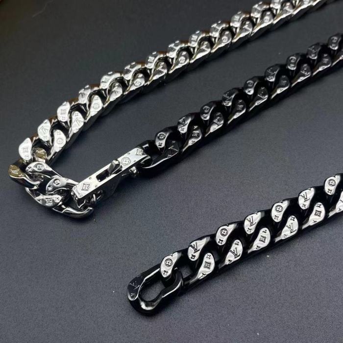 LV阴阳钢手链项链合集