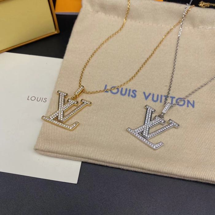 Diamond logo long necklace