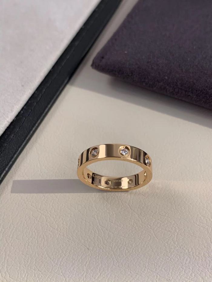 4mm smooth tricolor V gold full diamond ring