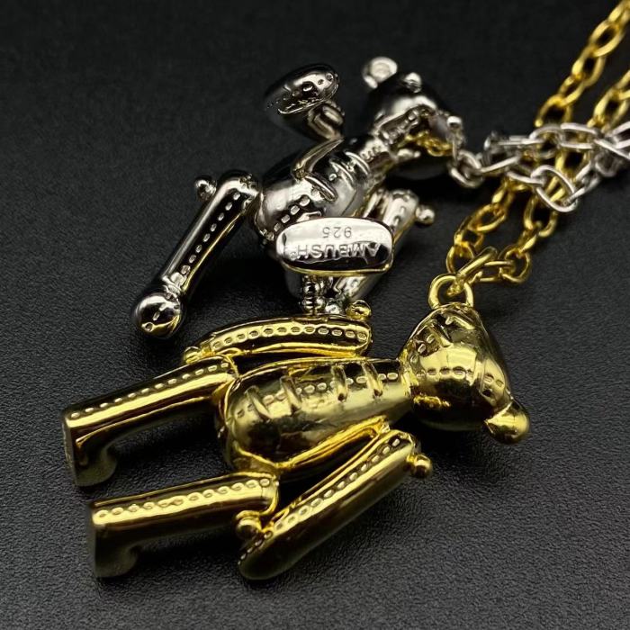 Sterling silver 925 gold-plated bear necklace