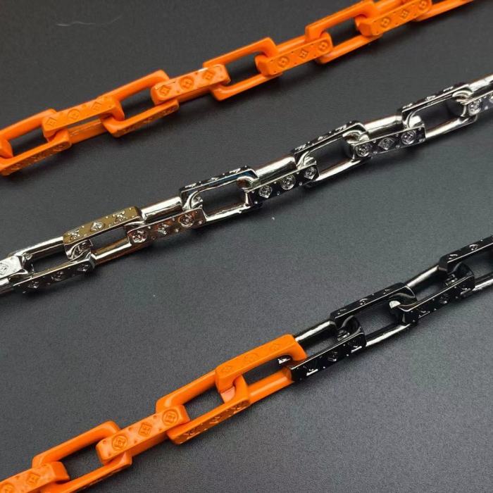 LV黑橙竹节手链项链合集