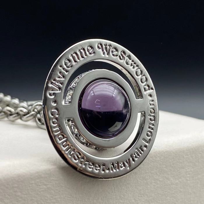 Black Purple Ball Saturn Necklace