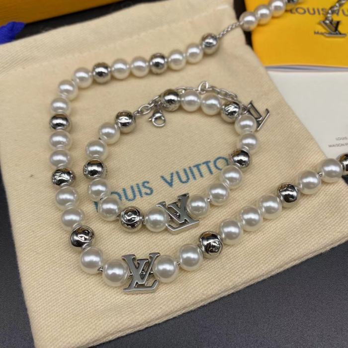 White Beaded Bracelet Necklace