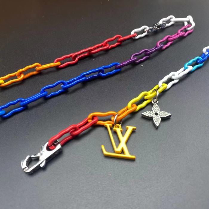 LV彩色大标竹节手链项链合集