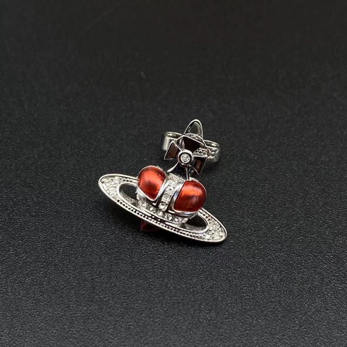 Red crooked heart earrings/blue shooting star earrings