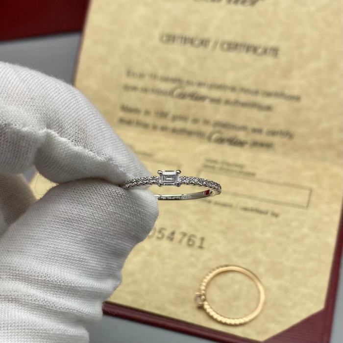 Two color single diamond small ring