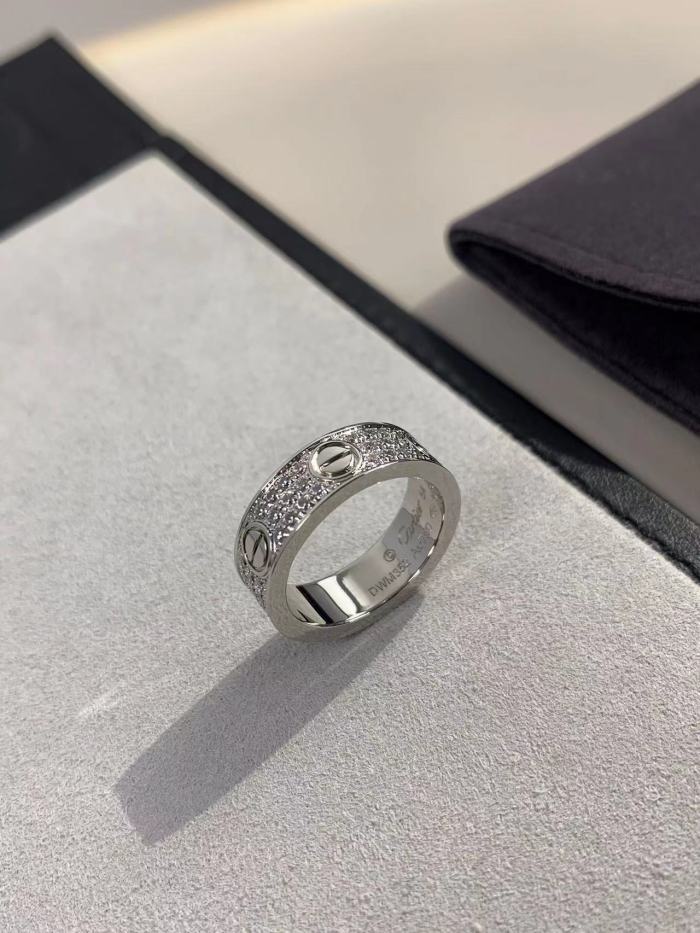 6mm tricolor V gold three row full diamond ring