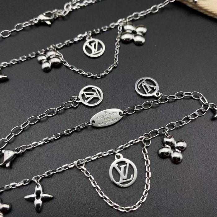 Silver Flower Pendant Bracelet Necklace