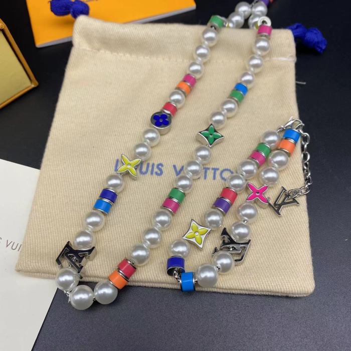 Colored Pearl Bracelet Necklace