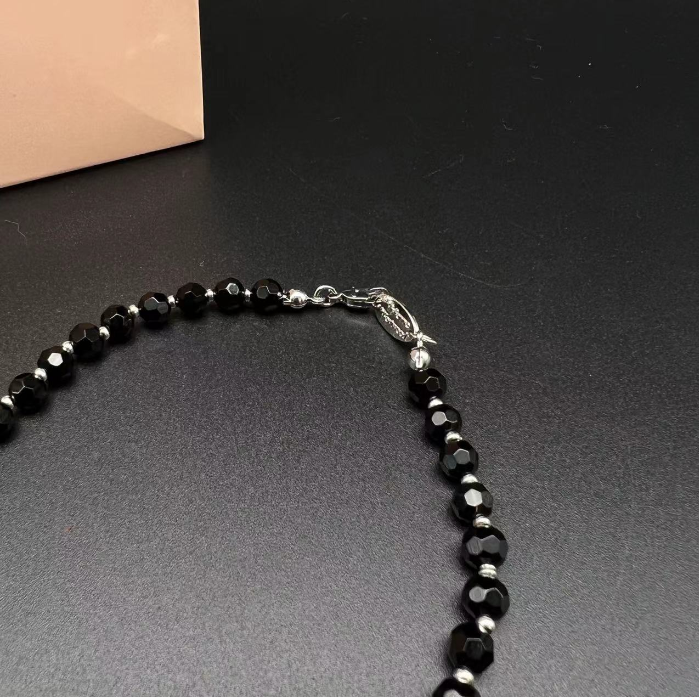 An obsidian necklace