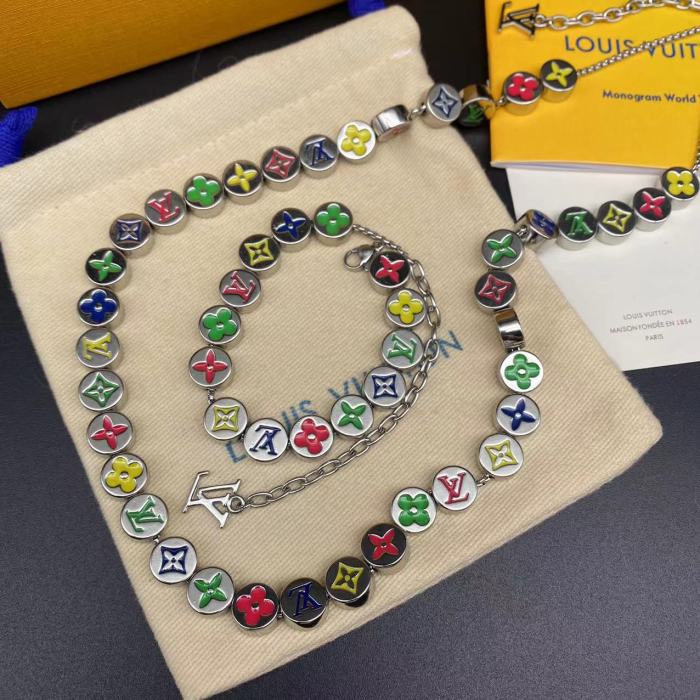 Colorful logo bracelet necklace