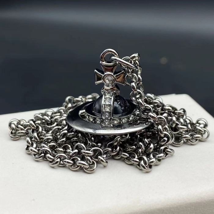 Black Purple Ball Saturn Necklace