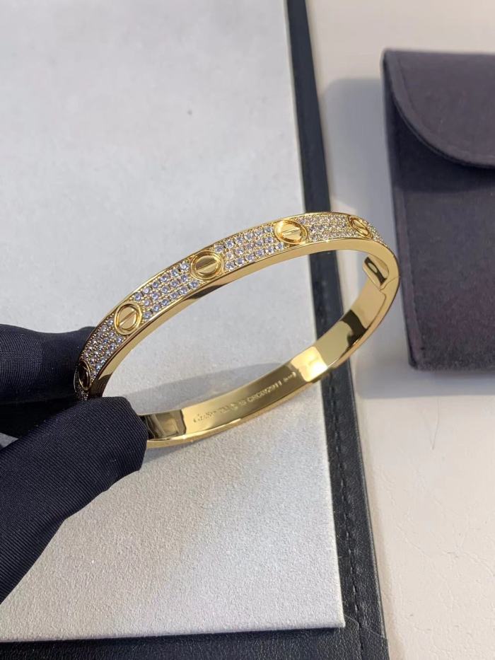 Three color three row full diamond bracelet