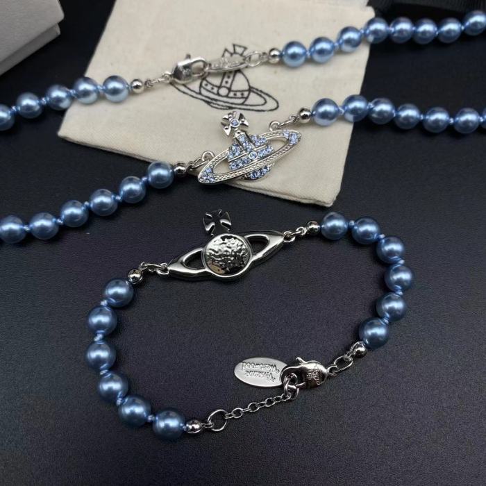 Blue Saturn Pearl Bracelet/Necklace