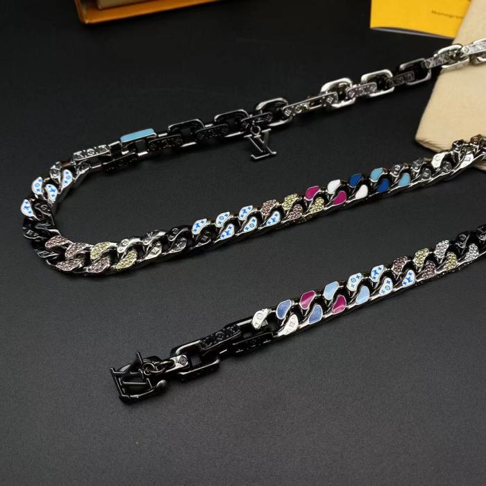 Diamond studded Cuban bracelet necklace