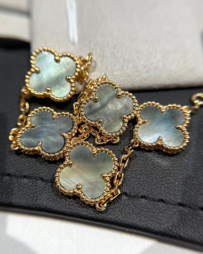 5 Flower Four Leaf Grass Bracelet