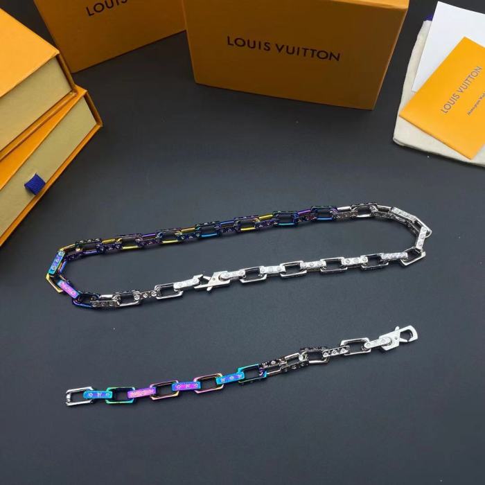 LV半边炫彩竹节手链项链合集