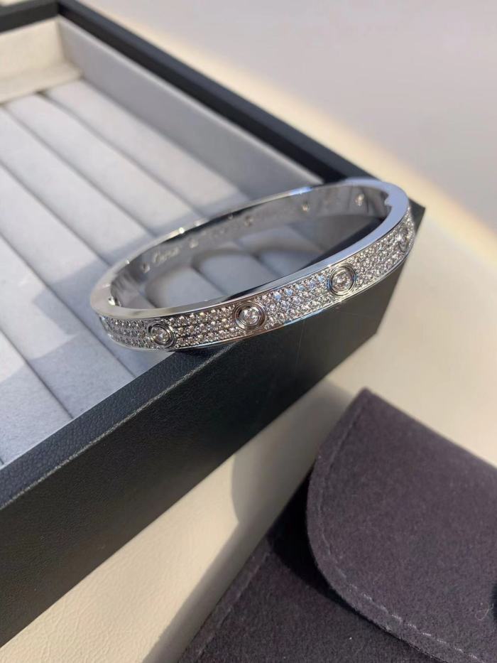 V gold three row diamond full diamond two-color Bracelet