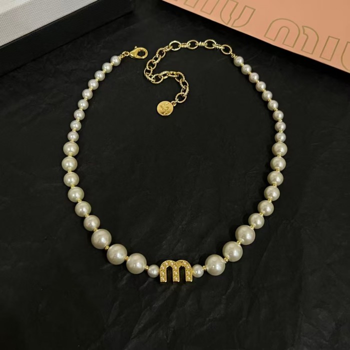 Logo Pearl Necklace
