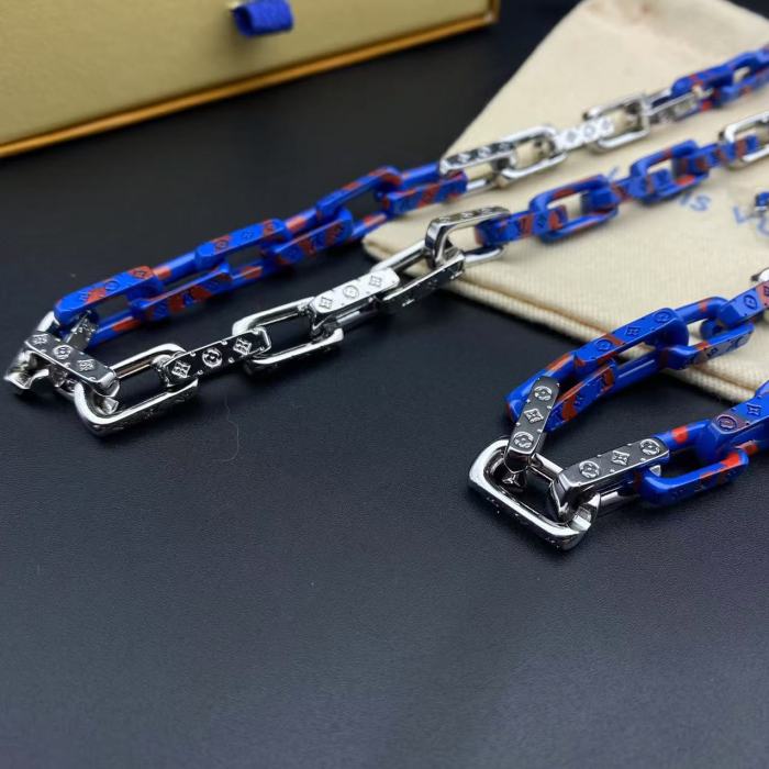 Blue and Silver Double Bracelet Necklace