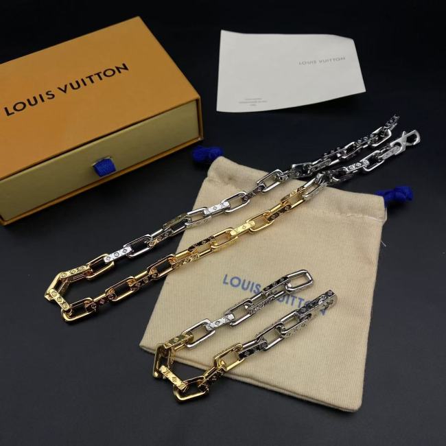 Gold and silver double bracelet necklace