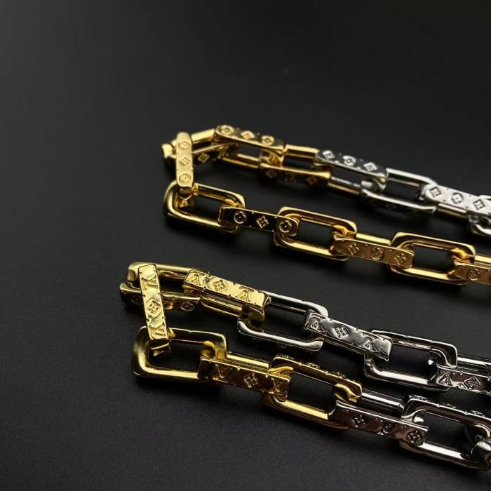 Gold and silver double bracelet necklace