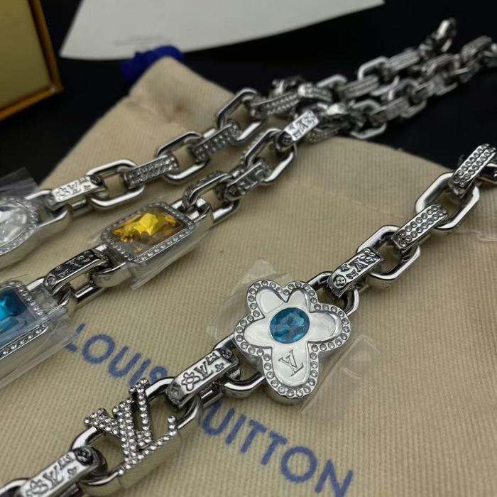 Gemstone with diamond bracelet necklace