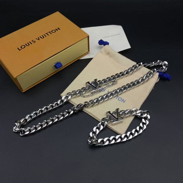 Black logo bracelet necklace