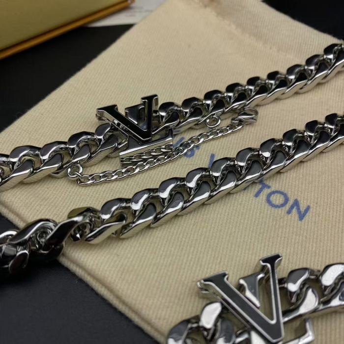 Black logo bracelet necklace