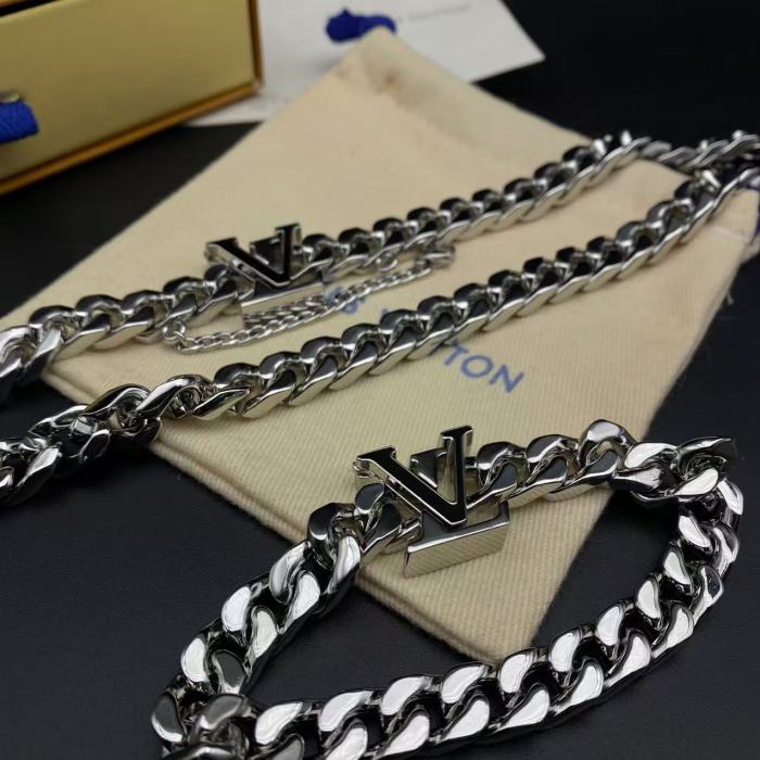 Black logo bracelet necklace