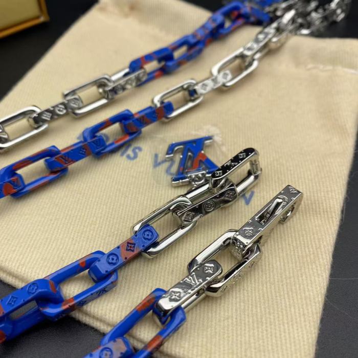 Blue and Silver Double Bracelet Necklace